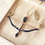 Geometric Bow And Arrow Layered Necklace - Hunger..